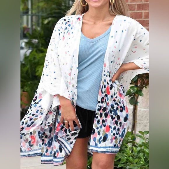 Umgee Colorful Cheetah Leopard Print Kimono Small/Medium - Picture 6 of 6